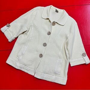 FOCUS YELLOW JACKET BLAZER WAFFLE FABRIC wooden buttons